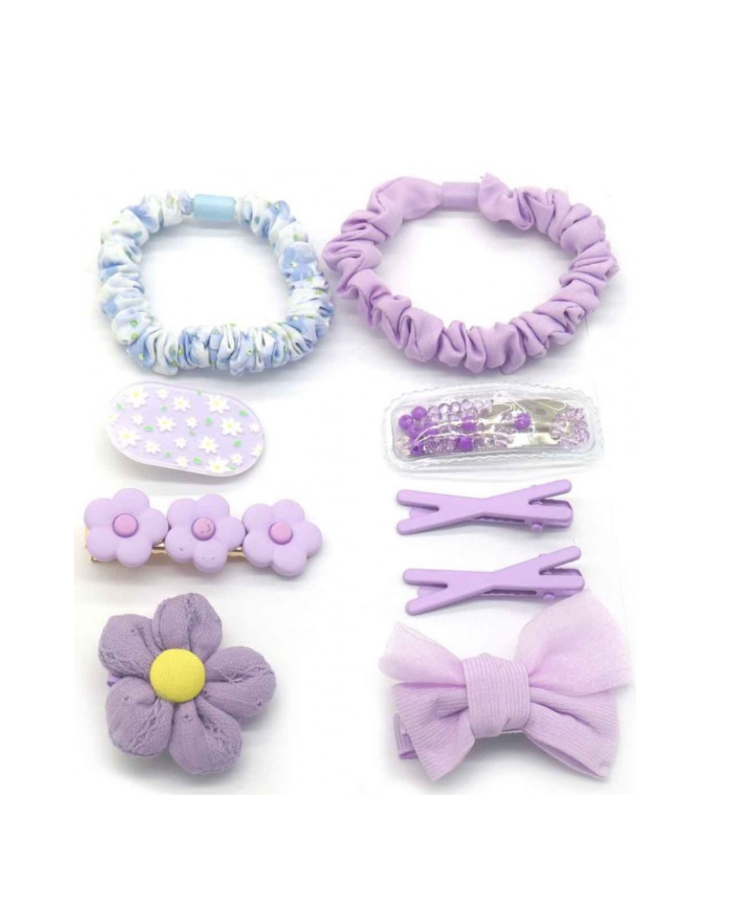 Haar Fashion Set Lila - 9-delig haar accessoires set voor kinderen close up
