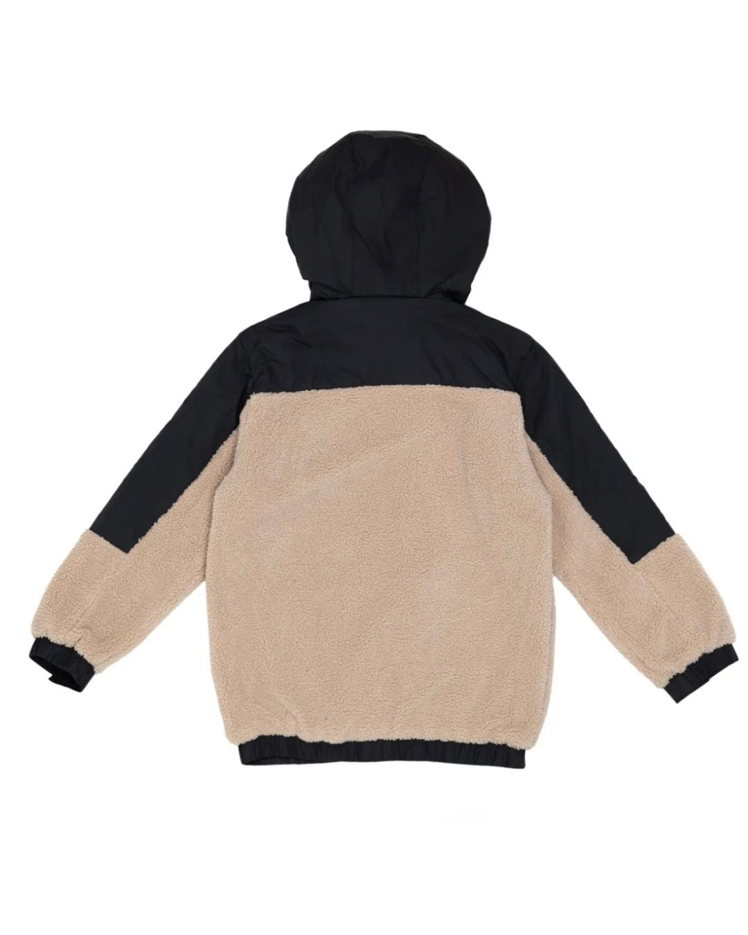 Stoere winterjas teddy & glad – beige/zwart – kinderen back