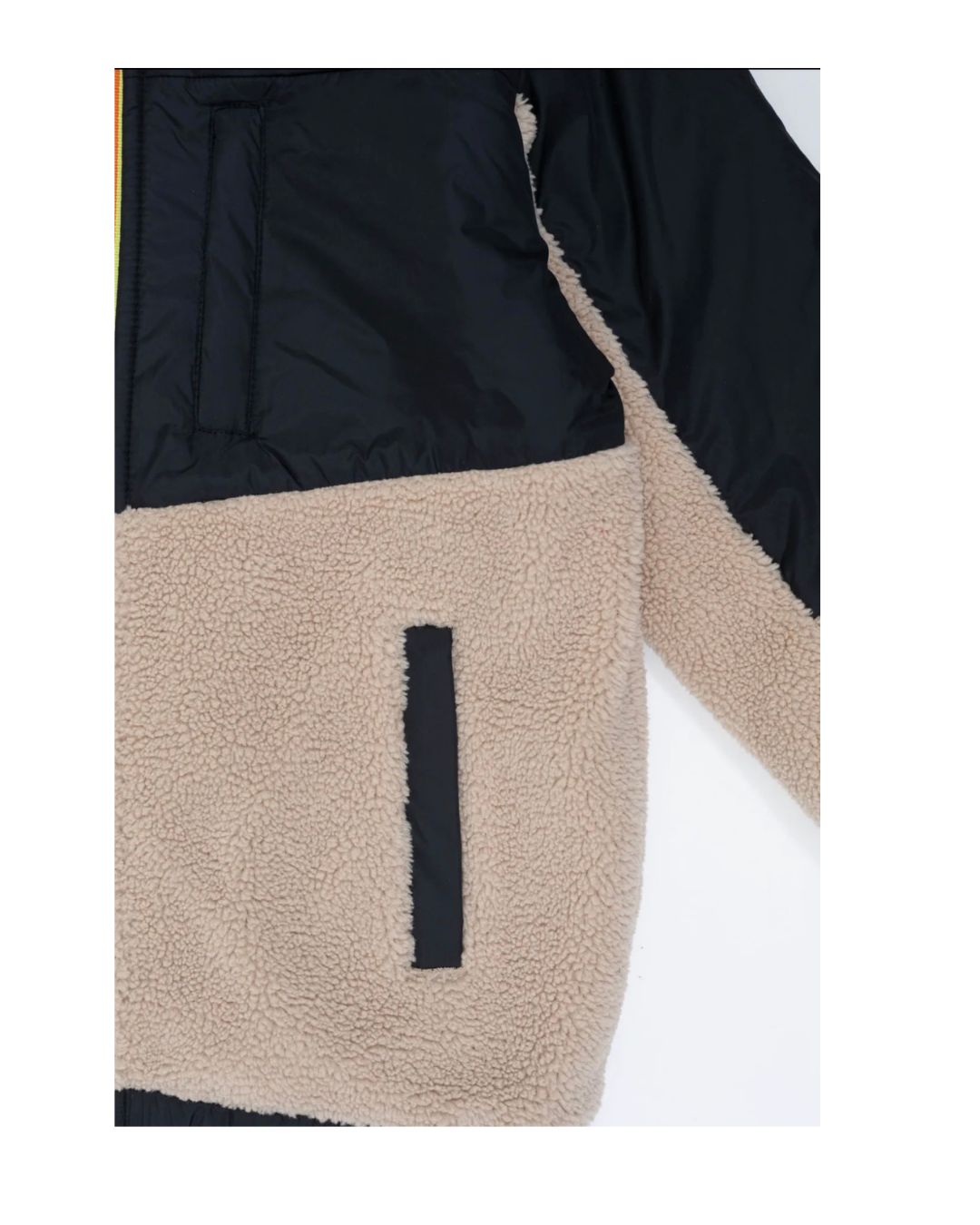 Stoere winterjas teddy & glad – beige/zwart – kinderen pocked