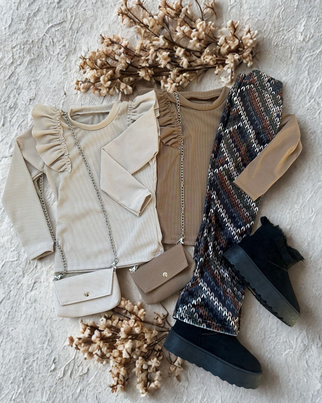 Flared Broek Zigzag Patroon set front