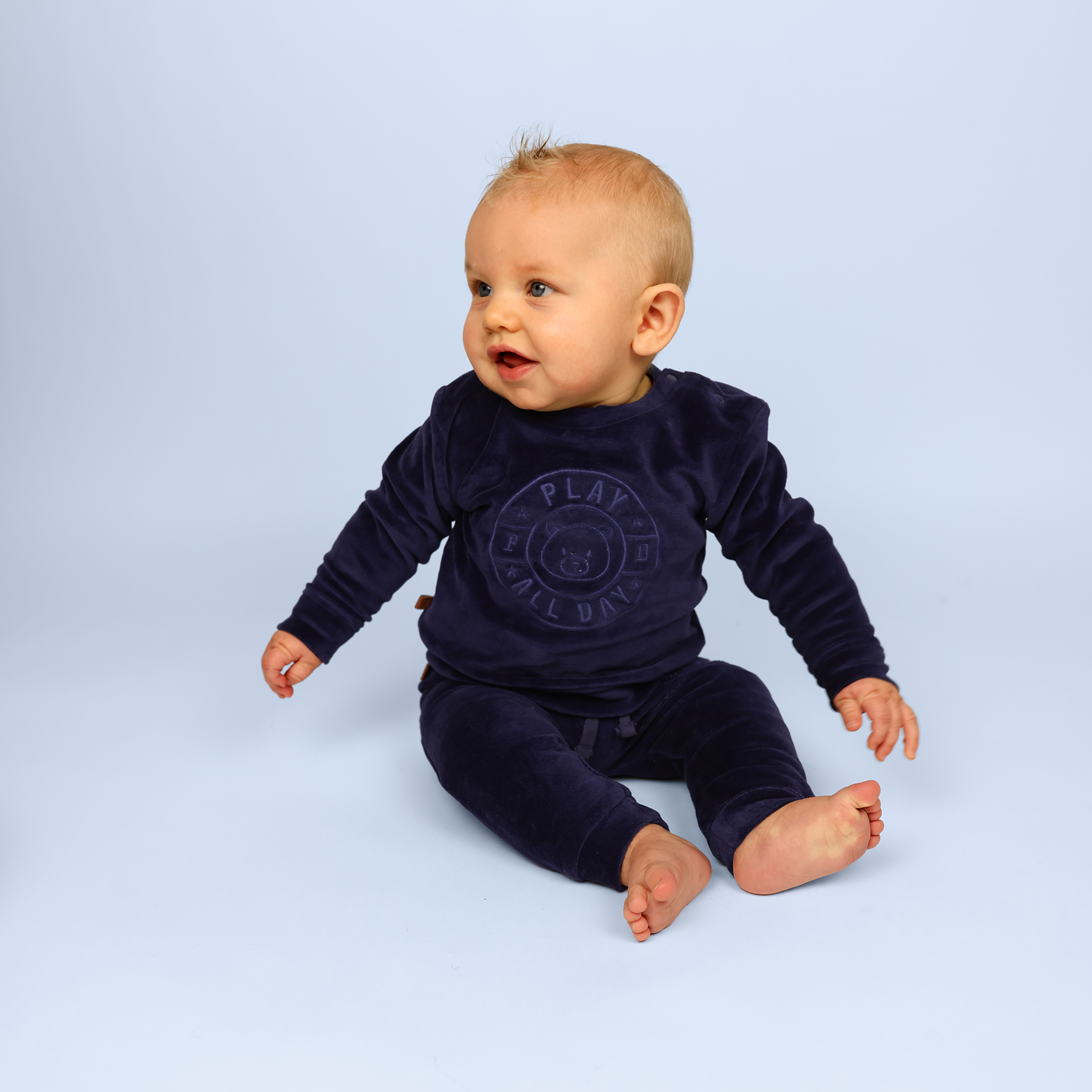 Speel de hele dag Kids Velvet Sweater | Patriot blauw