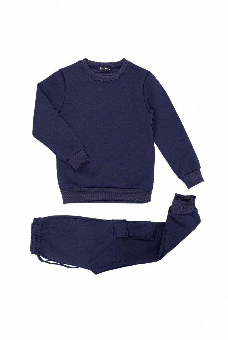 Jongens joggingpak marineblauw – sweatshirt & cargobroek set