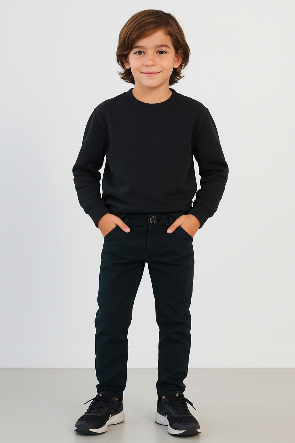 zwart chino jongens broek voorkant