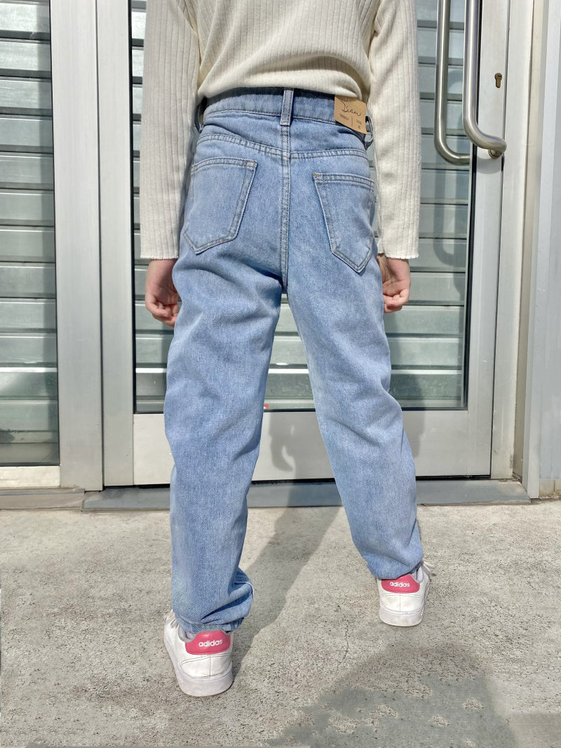 Meisjes jeans – spijkerblauw – hoge taille & loose fit – Mini Mignon Paris bac