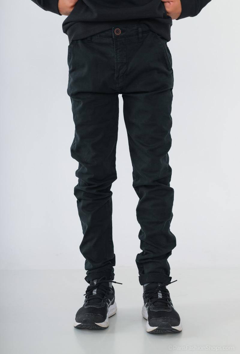 Minoti jongens chino – zwart – 100% katoen – herfst/winter – maat 8 t/m 14 jaar front