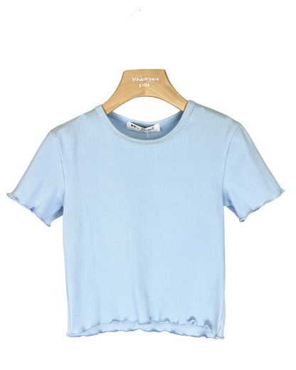Basic rib T-shirt - Verschillende kleuren blauw