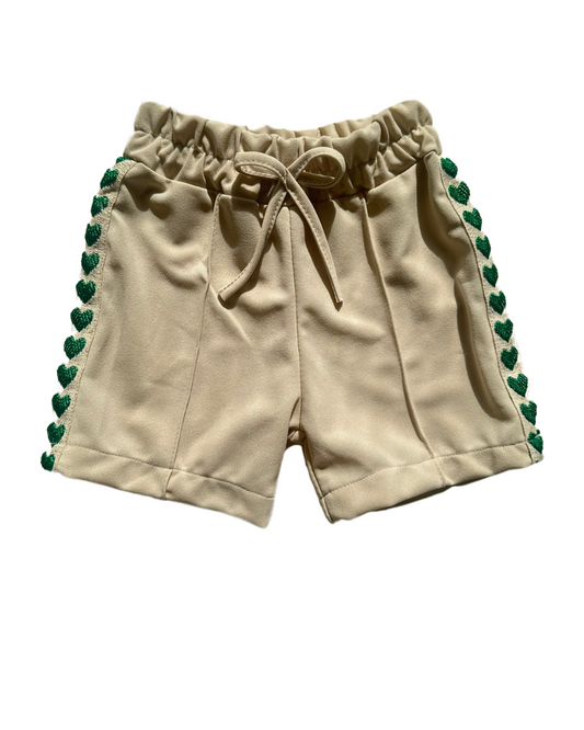 Jogger short met hartjes - Comfortabele en stijlvolle kinderkleding beige