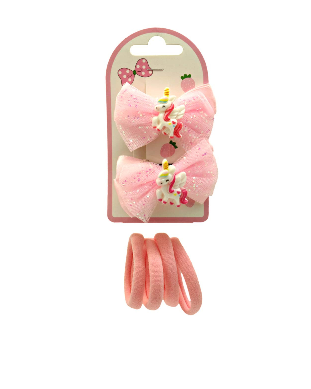 6-delig Unicorn Haarsetje roze close up