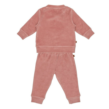 F&D Velours babypyjama | Sepia-roos