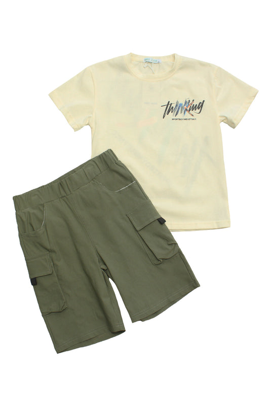 Thinking Sets 2-delig - Stoere en Trendy Kindermode voor Jongens beige set foto