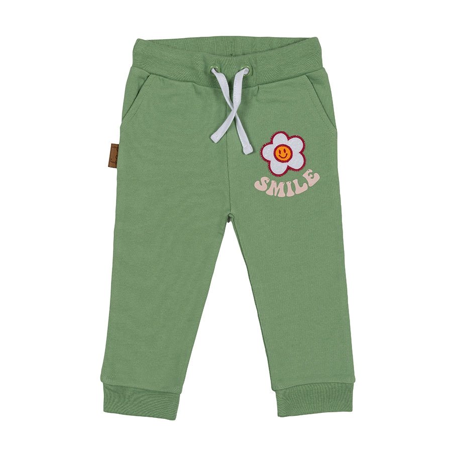 Flower Power joggingbroek effen | Groen