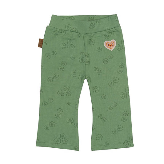 Flowerpower uitlopende broek AOP | Groen