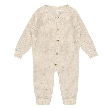 Strooi gebreide onesie | Beige