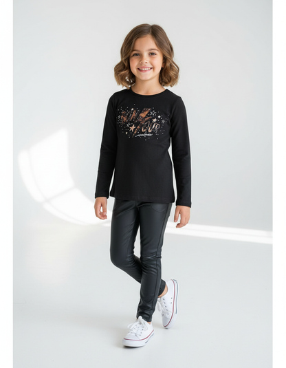 Zwarte leather look legging