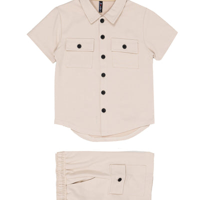 Button Set 2-delig beige - Trendy Kindermode voor Jongens set beige