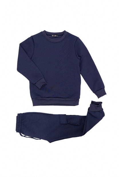 Jongens joggingpak marineblauw – sweatshirt & cargobroek set