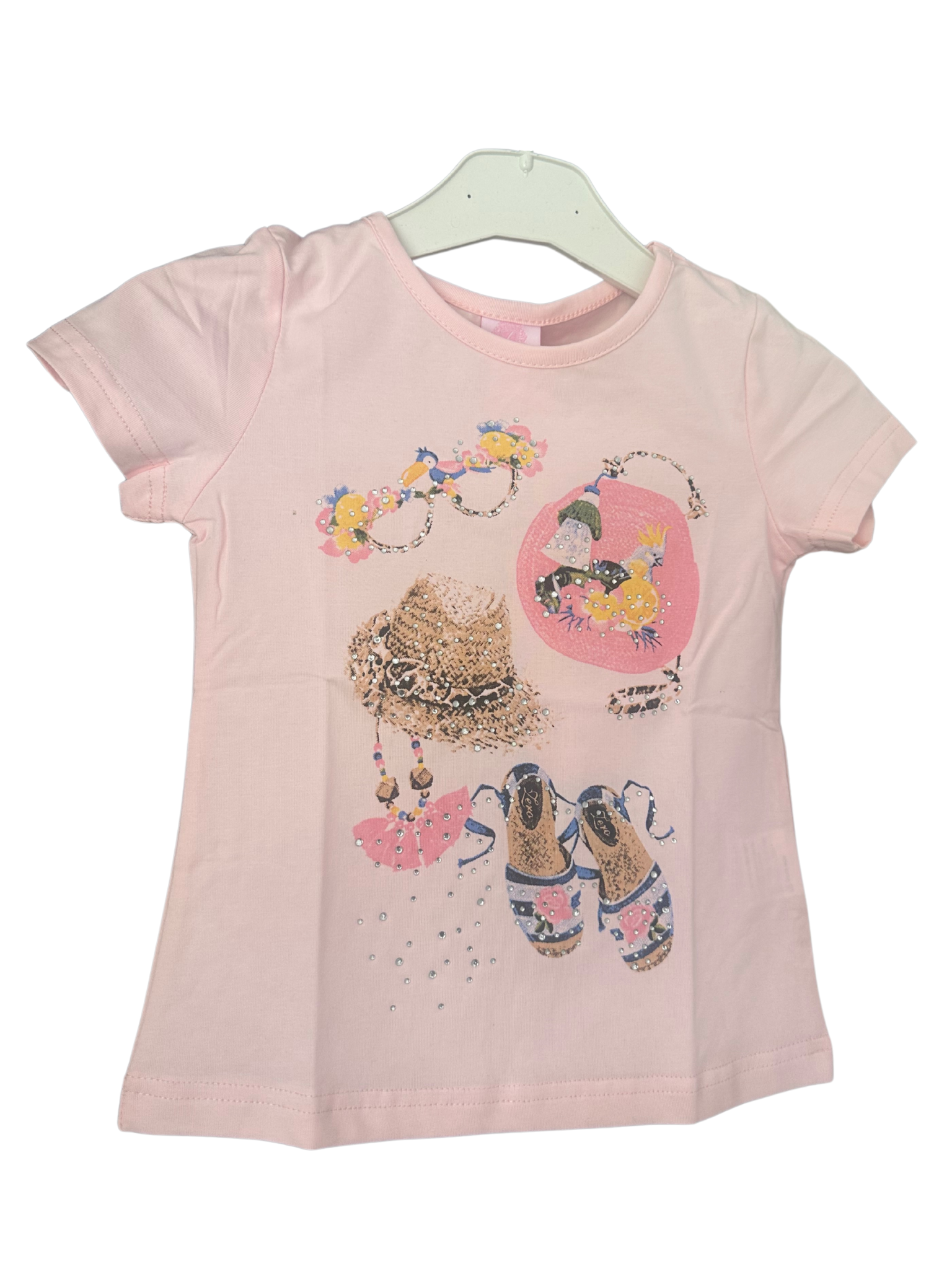 Ibiza T-Shirt roze - Supergaaf T-shirt met strass steentjes