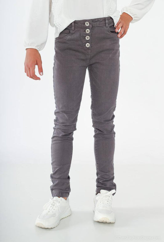 Minoti meisjes jeans – grijze denim spijkerbroek – 100% katoen – herfst/winter – maat 8 t/m 14 jaar front