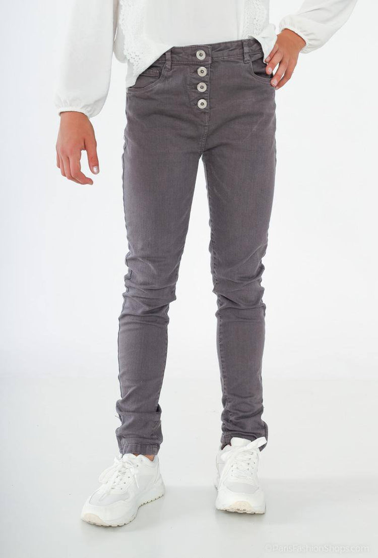 Minoti meisjes jeans – grijze denim spijkerbroek – 100% katoen – herfst/winter – maat 8 t/m 14 jaar front